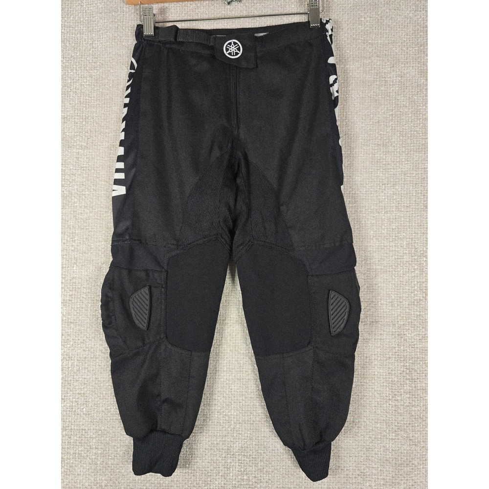 Yamaha Motor MX Racing Pants Youth 26 Black White Skulls Kevlar Motocross Gear